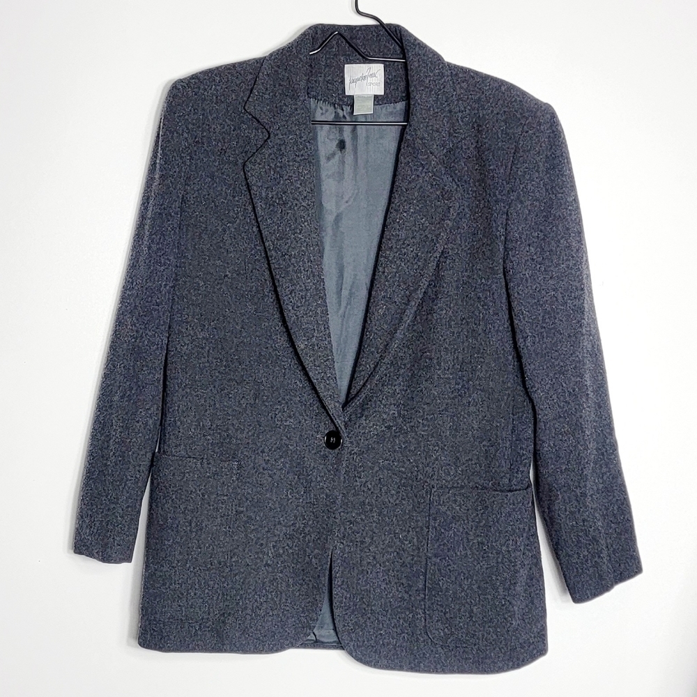 Jacqueline Ferrar Grey Vintage Merino Lambswool Blend Women Blazer Size 10